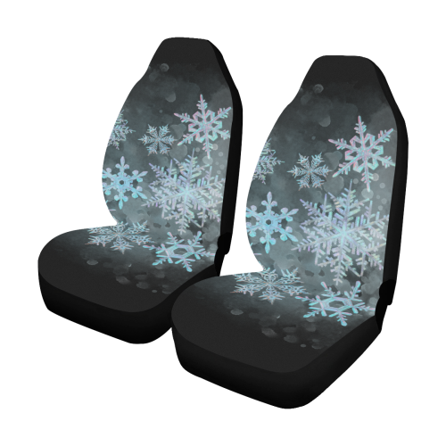 Snowflakes, snow, white and blue, Christmas Car Seat Covers (Set of 2)