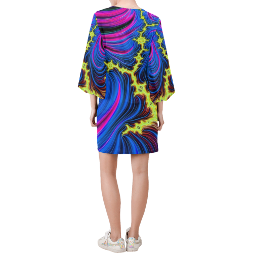 gorgeous Fractal 176 B by JamColors Bell Sleeve Dress (Model D52)