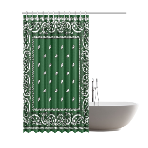 KERCHIEF PATTERN GREEN Shower Curtain 72"x84"