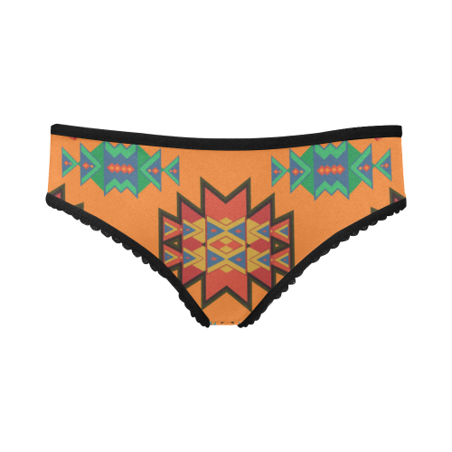 Misc shapes on an orange background Women's All Over Print Girl Briefs (Model L14)
