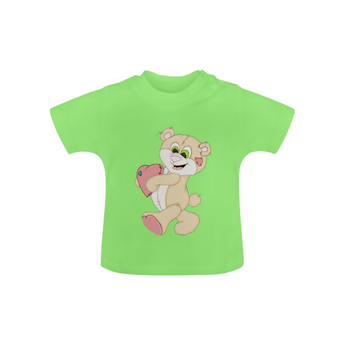 Patchwork Heart Teddy Green Baby Classic T-Shirt (Model T30)