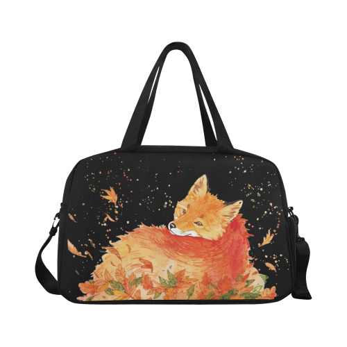 Autumn Fox - Black Background | Fitness Handbag (Model 1671)