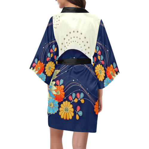 Tricolor flowers Kimono Robe