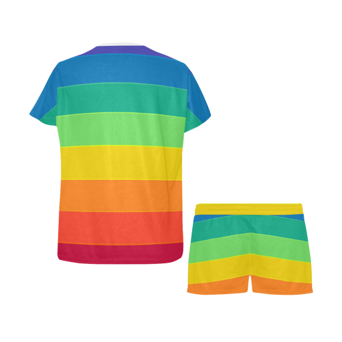 Horizontal Rainbow Women's Short Pajama Set