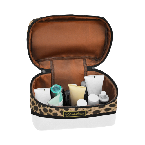 Yahweh Leopard White Cosmetic Bag/Large (Model 1658)