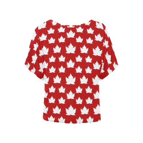 Cute Canada Souvenir Tops Red Women's Batwing-Sleeved Blouse T shirt (Model T44)