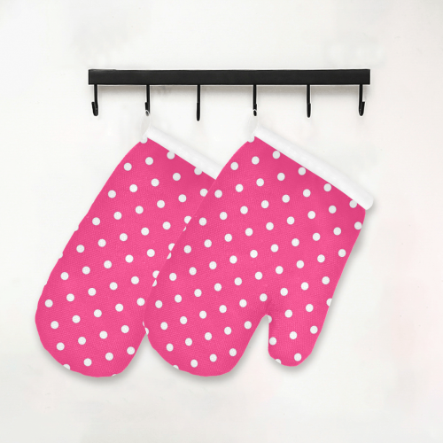 Hot Pink White Dots Oven Mitt (Two Pieces)