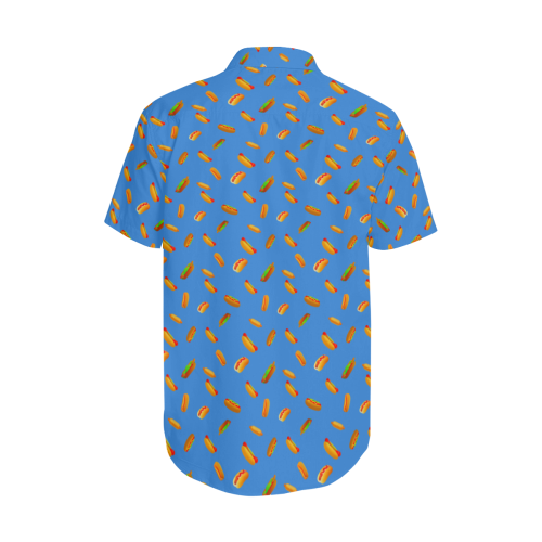 Hot Dog Pattern Men's Short Sleeve Shirt with Lapel Collar (Model T54)