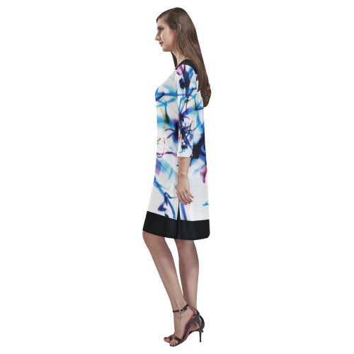 Abstract Photographic Drawing Rhea Loose Round Neck Dress(Model D22)