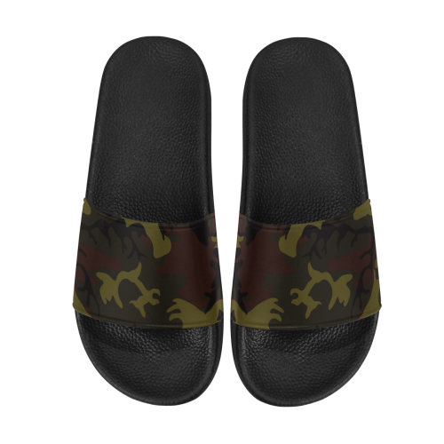 Camo Green Brown Men's Slide Sandals (Model 057)