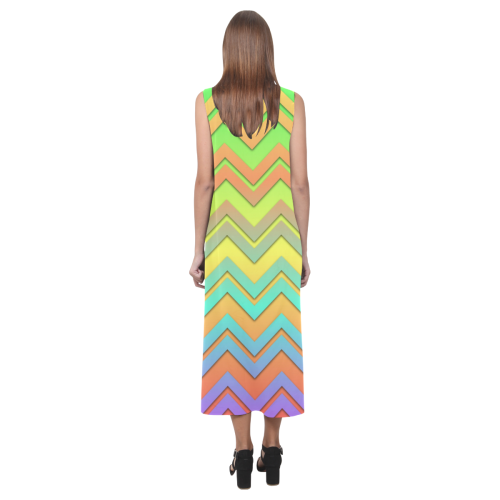 Summer Chevrons Phaedra Sleeveless Open Fork Long Dress (Model D08)