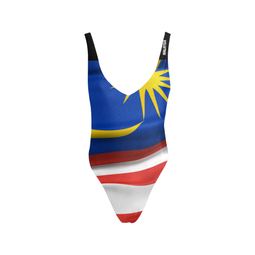 Malaysia Flag Sexy Low Back One-Piece Swimsuit (Model S09)