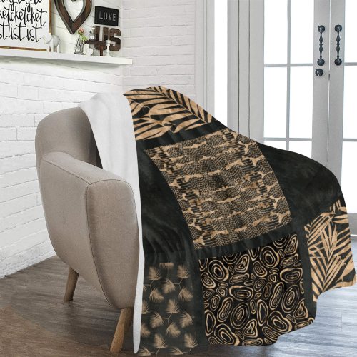 Exclusive Golden Black Python Patchwork Ultra-Soft Micro Fleece Blanket 60"x80"