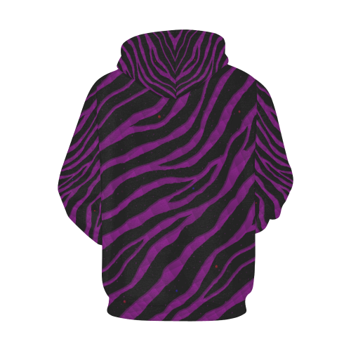 Ripped SpaceTime Stripes - Purple All Over Print Hoodie for Women (USA Size) (Model H13)