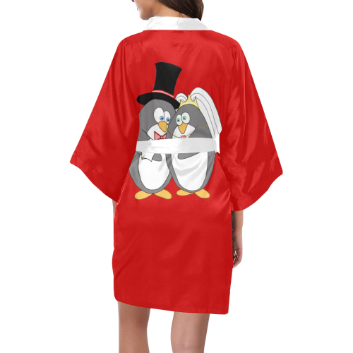 Penguin Wedding Red/White Kimono Robe