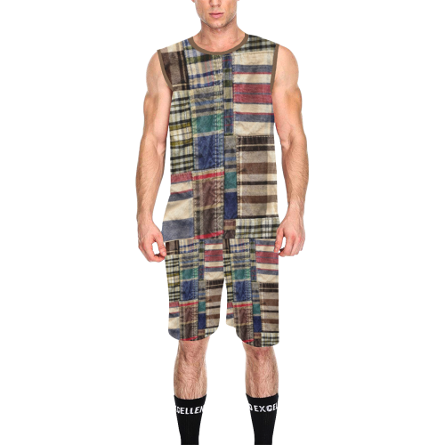 wrinkled patchwork grunge look All Over Print Basketball Uniform