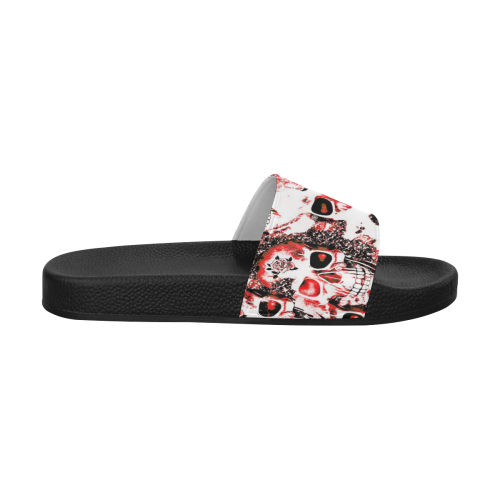 cloudy Skulls white red by JamColors Women's Slide Sandals (Model 057)