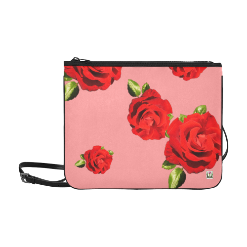 Fairlings Delight's Floral Luxury Collection- Red Rose Slim Clutch Bag 53086a9 Slim Clutch Bag (Model 1668)