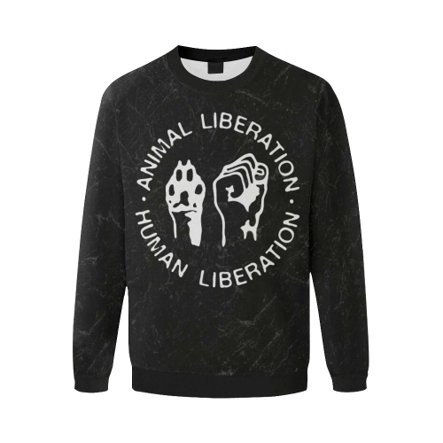 Animal Liberation, Human Liberation Men's Oversized Fleece Crew Sweatshirt/Large Size(Model H18)