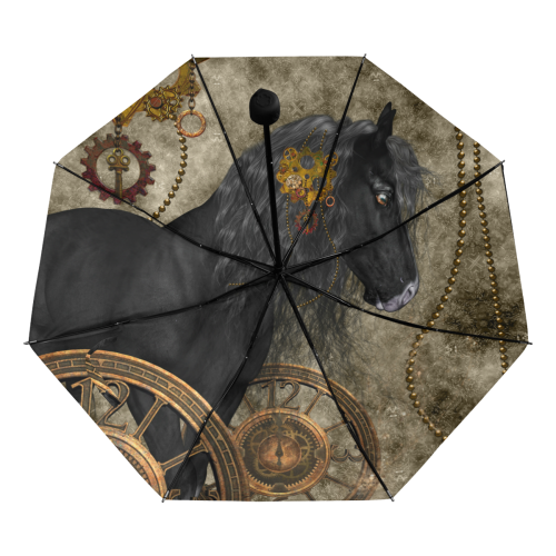 Beautiful wild horse with steampunk elements Anti-UV Foldable Umbrella (Underside Printing) (U07)