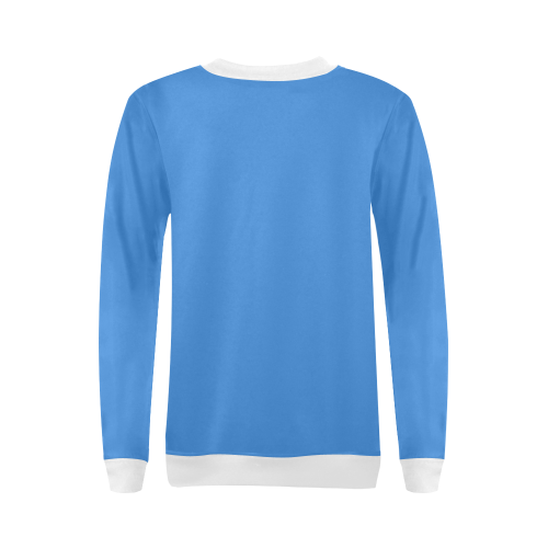 Patchwork Heart Teddy Blue/White All Over Print Crewneck Sweatshirt for Women (Model H18)