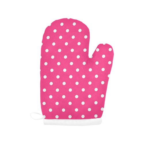Hot Pink White Dots Oven Mitt (Two Pieces)
