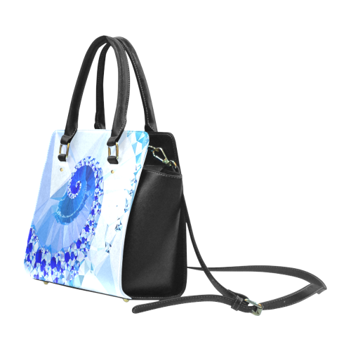 Blue White Geometric Fractal Art Classic Shoulder Handbag (Model 1653)