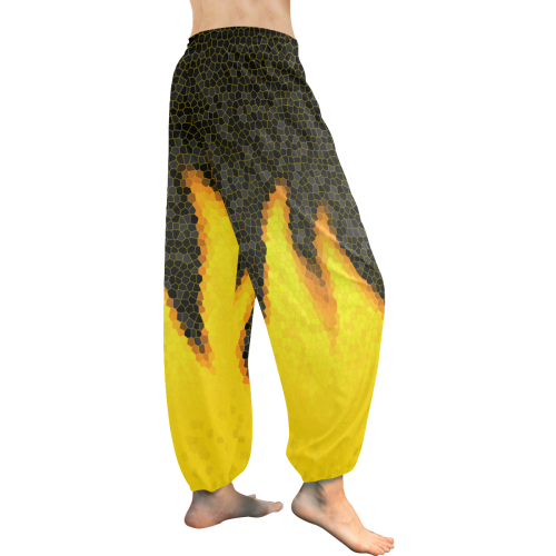 fire mosaic yellow to black pattern Women's All Over Print Harem Pants (Model L18)