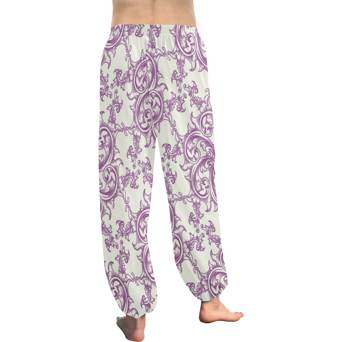 Purple Flower Swirl Women's All Over Print Harem Pants (Model L18) ID
