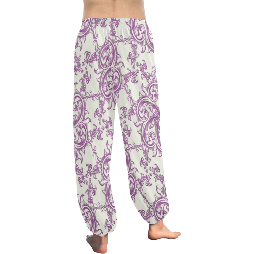 Purple Flower Swirl Women's All Over Print Harem Pants (Model L18)
