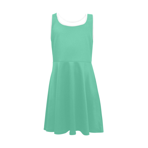 color medium aquamarine Girls' Sleeveless Sundress (Model D56)