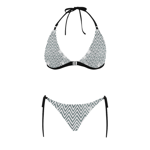 Bikini with silver Lines Buckle Front Halter Bikini Swimsuit (Model S08)