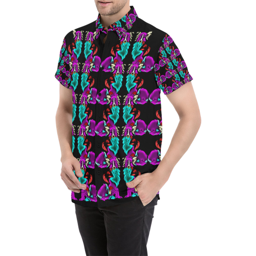 Rainbow Animals - Dog Collie Men's All Over Print Short Sleeve Shirt (Model T53)