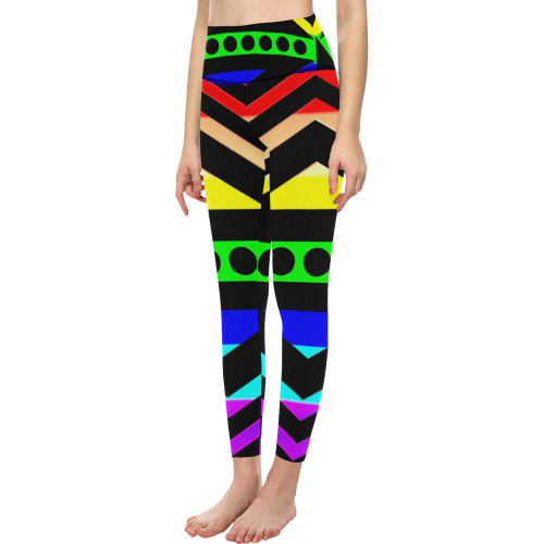 Rainbow Multicolored Ethnic Abstract Design 5 Women's All Over Print High-Waisted Leggings (Model L36)