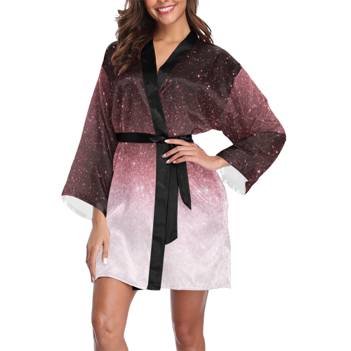 rose gold Glitter gradient Long Sleeve Kimono Robe