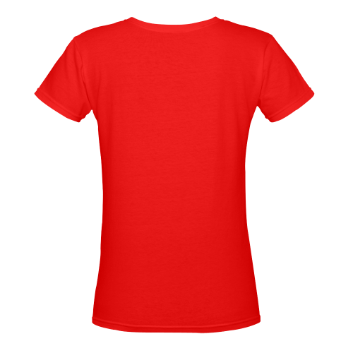 Love Birds Red Women's Deep V-neck T-shirt (Model T19)