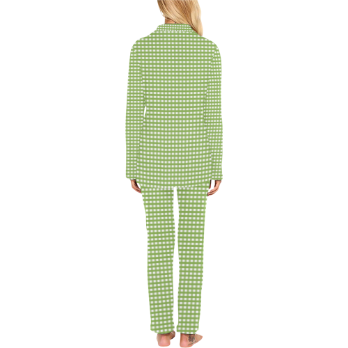 Green Gingham Women's Long Pajama Set