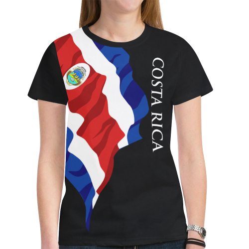 Costa Rica Ladies Classic Flag Tee 2.0 (Black) New All Over Print T-shirt for Women (Model T45)