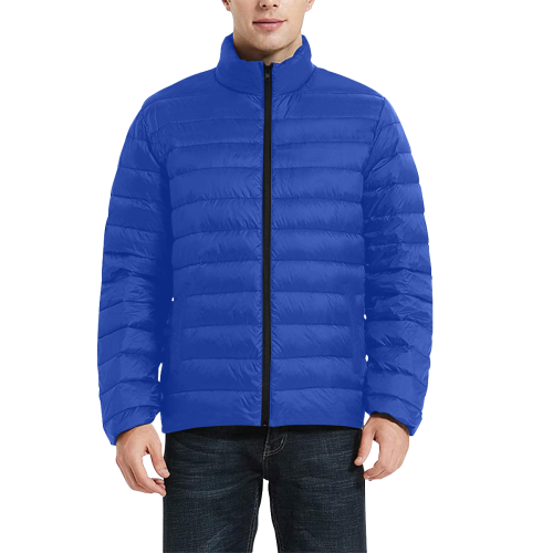 color Egyptian blue Men's Stand Collar Padded Jacket (Model H41)
