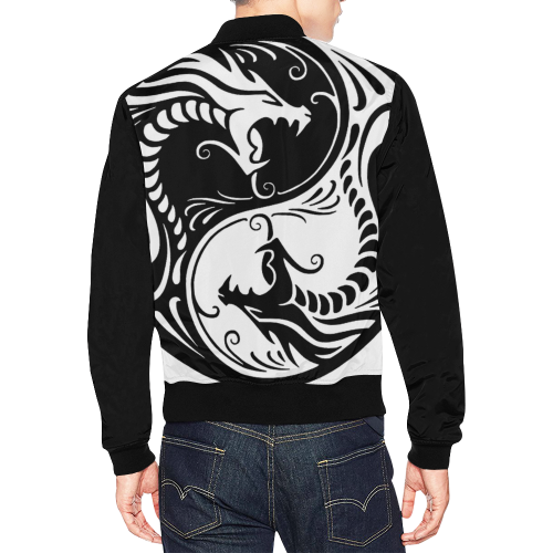 Yin Yang Tribal Dragon All Over Print Bomber Jacket for Men (Model H19)