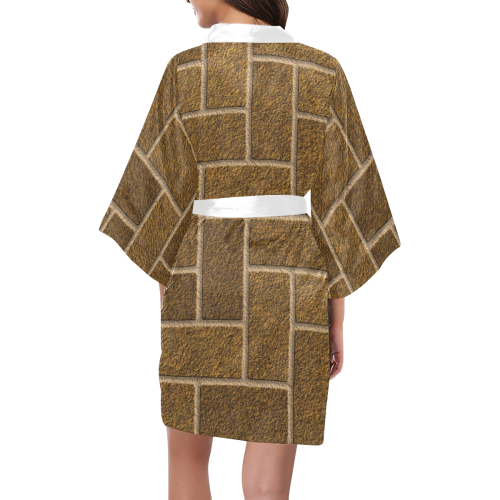 Gold Flaked Bricks Kimono Robe