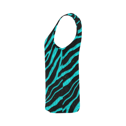 Ripped SpaceTime Stripes - Cyan All Over Print Tank Top for Women (Model T43)