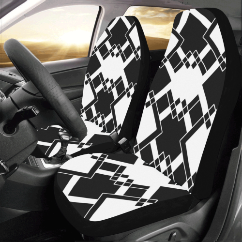 Abstract geometric pattern - black and white. Car Seat Covers (Set of 2)