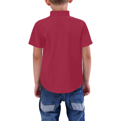 Color Solid Jester Red Boys' All Over Print Short Sleeve Shirt (Model T59)