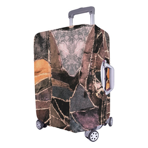 brown leather patchwork print design Luggage Cover/Large 26"-28"