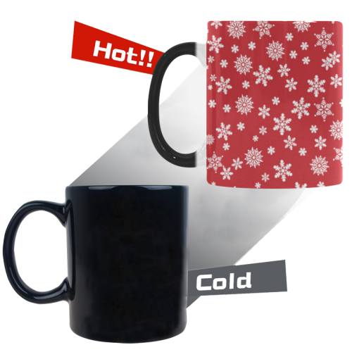 Christmas  White Snowflakes on Red Custom Morphing Mug