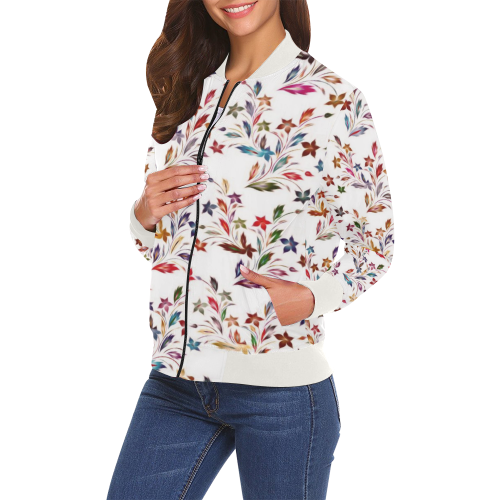 Vivid floral pattern 4182B by FeelGood All Over Print Bomber Jacket for Women (Model H19)