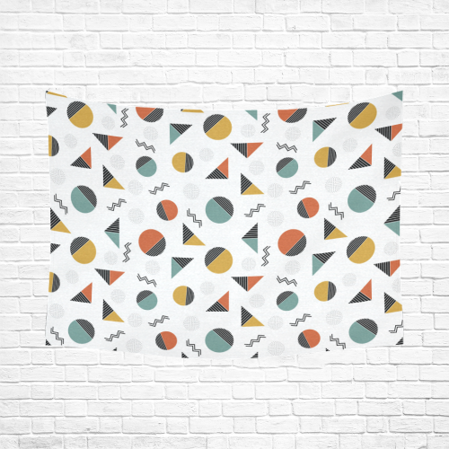 Geo Cutting Shapes Cotton Linen Wall Tapestry 80"x 60"
