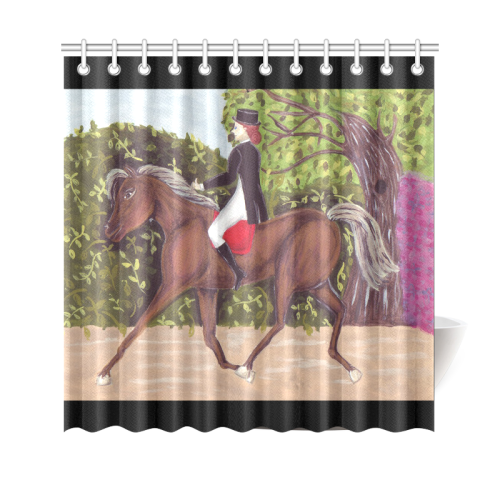Dressage Horse English Riding Painting Black Borders Shower Curtain Shower Curtain 69"x70"