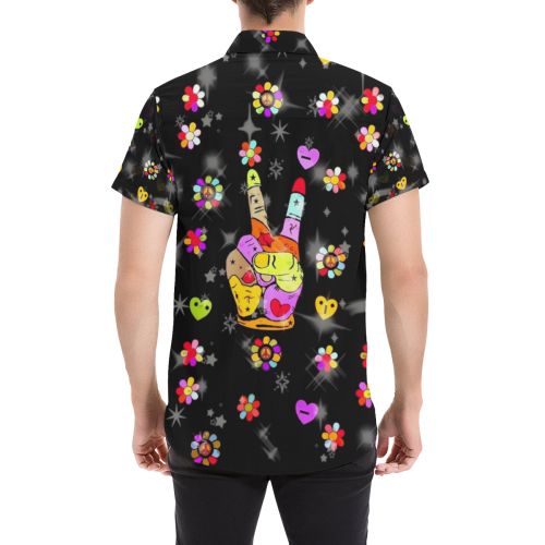 Flower Peace by Nico Bielow Men's All Over Print Short Sleeve Shirt/Large Size (Model T53)
